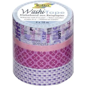 Ruban décoratif autocollant - Rêve de gamine : FOLIA Washi Tape Lot de 4 Visuel