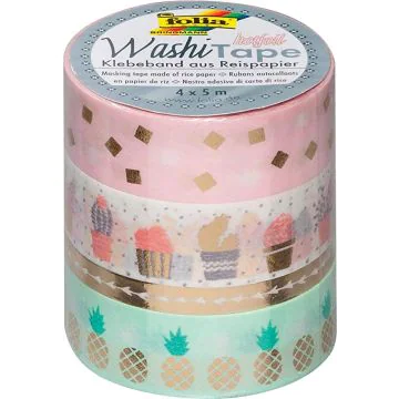 Ruban décoratif autocollant - Hotfoil Or : FOLIA Washi Tape Lot de 4 Photo