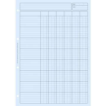 BLOC AUDIT BLEU  : 6 colonnes avec en-tête Feuille de travail 2662 ELVE