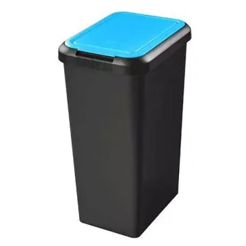 Poubelle de tri sélectif avec couvercle - 45 litres - Noir/Bleu : CEP