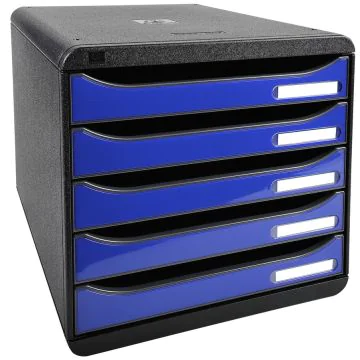 Module de rangement 5 tiroirs - Big Box Plus - Noir/Bleu Royal Glossy : EXACOMPTA Iderama