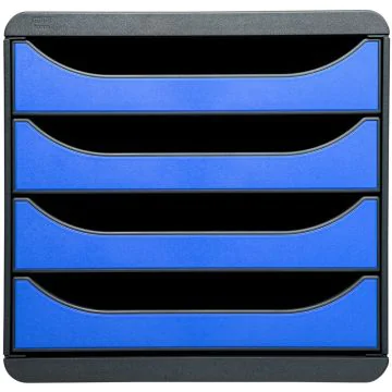 310779D EXACOMPTA : Caisson à 4 tiroirs - Big Box - Gris Noir/Bleu glacé
