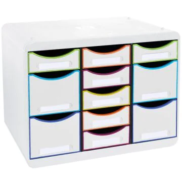 Module de rangement 11 tiroirs - Big Box Multi - Blanc/Arlequin : EXACOMPTA Black Office image