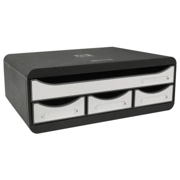 Caisson à 4 Tiroirs - Toolbox - Noir/Blanc brillant : EXACOMPTA Glossy image