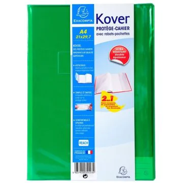 Protège-cahiers translucides - A4 - Assortiment EXACOMPTA Kover Vert