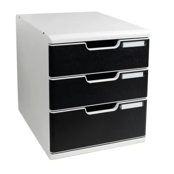 EXACOMPTA Module de rangement 3 tiroirs Modulo - Gris/Bleu