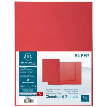 Chemises à 2 rabats - Rouge EXACOMPTA SUPER 210 Lot de 50 Image
