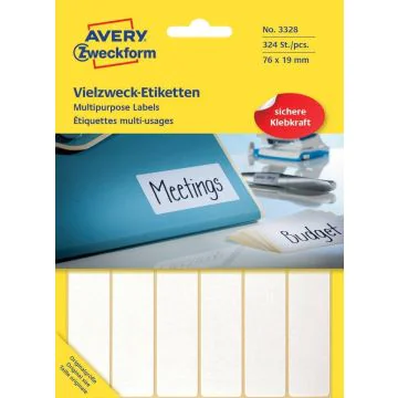 AVERY : Etiquettes adhésives 76 x 19 mm - Blanc 3328