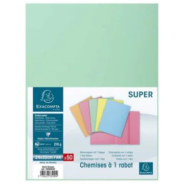 Lot de 50 Chemises à 1 rabat - Vert EXACOMPTA Visuel