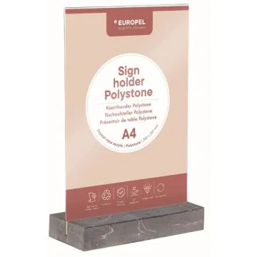 Présentoir de table avec socle en Polystone - Anthracite - A4 : EUROPEL image
