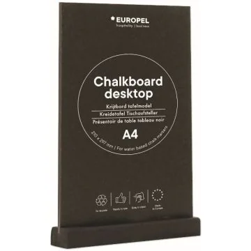 Présentoir de Table - A4/Portrait - Ardoise avec socle en bois Noir : EUROPEL image