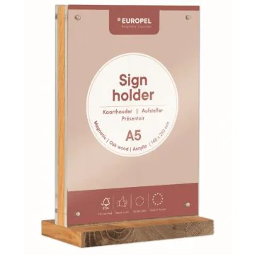 Présentoir de table à aimants avec socle en bois - A5 : EUROPEL image