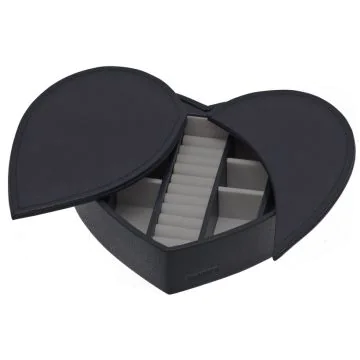 DAVIDT'S : Boite à bijoux Euclide coeur - Noir Ouvert