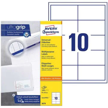 Étiquettes adhésives - 97 x 55 mm : AVERY Ecologique Lot de 1000