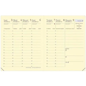 Agenda Semainier de poche 2025 - 80 x 105 mm QUO VADIS Carla Prestige intérieur
