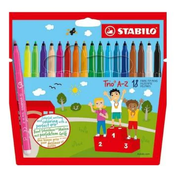 Boîte de 18 Feutres - Trio A-Z - Assortiment : STABILO
