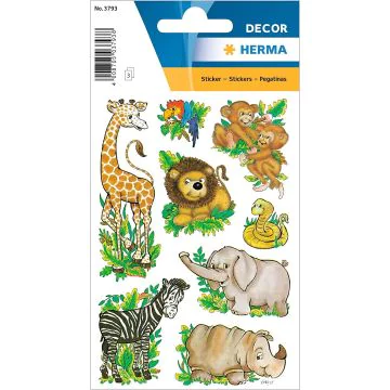 Stickers en papier - Animaux de la jungle : HERMA Lot de 24 Image