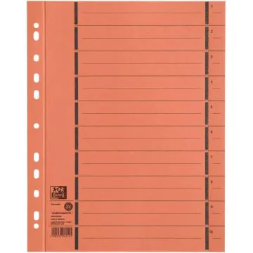 Photo OXFORD : Lot de 100 intercalaires en carton - 240 x 300 mm - Orange 400004669