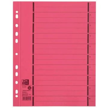 OXFORD : Lot de 100 intercalaires en carton - 240 x 300 mm - Rouge 400004670 