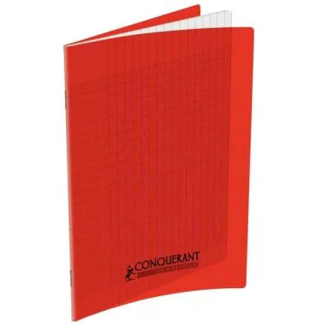 Cahier d'écolier - 48 pages Grands carreaux - 240 x 320 mm - Polypro Rouge : CONQUERANT