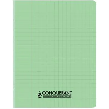 Cahier d'écolier - 96 pages Grands carreaux - 240 x 320 mm - Polypro Vert Pastel : CONQUERANT