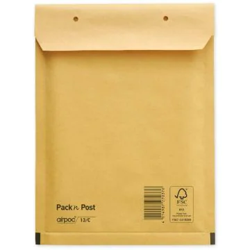 Lot de 200 Pochettes d'expédition à coussin d'air - Marron - 120 x 175 mm : MAIL MEDIA Visuel