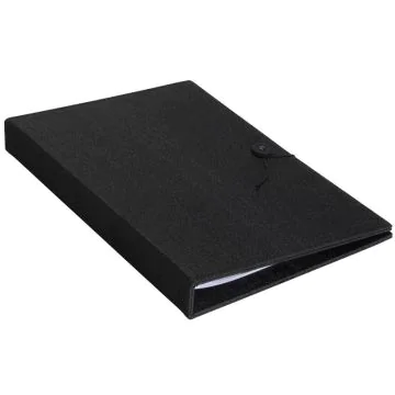 Protège-menus A4 en lin - Noir - 6 inserts : EUROPEL image