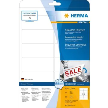 HERMA 4348 : Étiquettes adhésives blanches - Multi-usages - 96,0 x 42,3 mm
