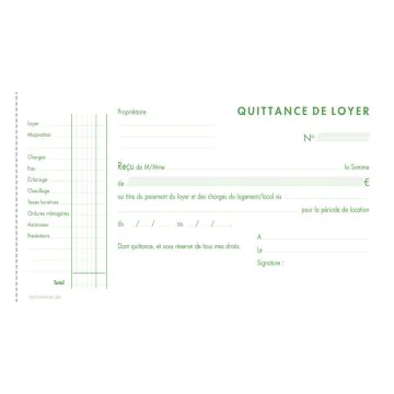 EXACOMPTA 43E Carnet autocopiant Tripli - Quittance de loyer Modele
