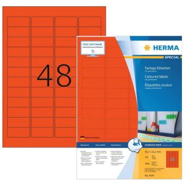 Étiquettes adhésives - 25,4 x 10 mm - Rouge : HERMA Lot de 18900 image