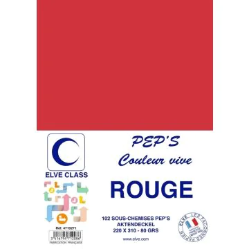 Sous-Chemise pour dossier A4 - Rouge ELVE Pep's Lot de 102