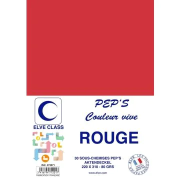 Sous-Chemise pour dossier A4 - Rouge ELVE Pep's Lot de 30