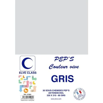 Sous-Chemise pour dossier A4 - Gris ELVE Pep's Lot de 30