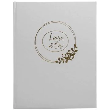 Livre d'or - 270 x 220 mm - 100 pages - Blanc : EXACOMPTA Ringflower couverture or