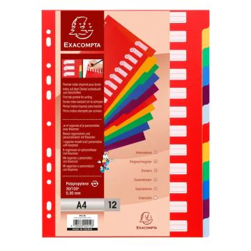 EXACOMPTA : Jeu de 12 intercalaires opaque 4912E