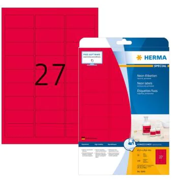 Étiquettes adhésives - Rouge fluorescent - 63,5 x 29,6 mm HERMA 5045