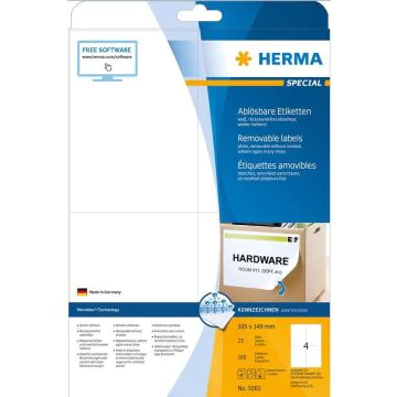 HERMA 5082 : Étiquettes adhésives blanches - Multi-usages - 105,0 x 148,0 mm