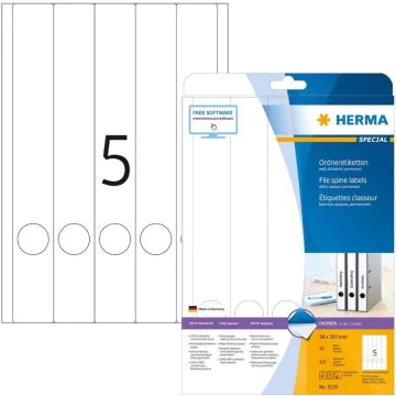 Etiquettes pour dos de classeur - 38 x 297 mm - Blanc : HERMA 5130