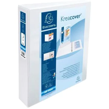 Classeur personnalisable 2 anneaux avec 2 Pochettes - Blanc -  Dos de 64 mm EXACOMPTA Image