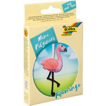 Kit de couture en feutrine pour fabriquer un Porte-clé - Flamand Rose : FOLIA Filzinies Visuel