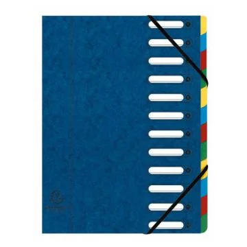 Trieur avec élastiques - Bleu - 12 compartiments EXACOMPTA