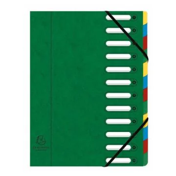 Trieur avec élastiques - Vert - 12 compartiments EXACOMPTA