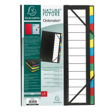 Trieur avec élastiques - Noir - 12 compartiments EXACOMPTA Ordonator