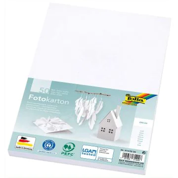 Carton de Bricolage A4 - Blanc - 300 g/m² : FOLIA Lot de 50 Visuel