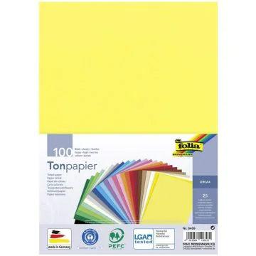 Feuilles de couleur A4 - 210 x 297 mm - Assortiment : FOLIA Lot de 100 Visuel