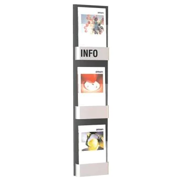 Présentoir à prospectus mural - 3 bacs pour format A4 / A5 / DL : KERKMANN First Image