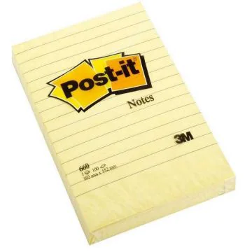 Notes adhésives lignées - Jaune - 102 x 152 mm POST-IT 