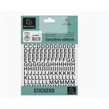 Pochette de Lettres adhésives de A à Z - 10 mm - Noir : EXACOMPTA image