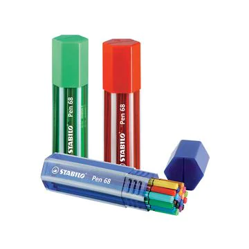 Photo STABILO : Lot de 20 stylos-feutres Pen 68 - Big Pen Box Bleu