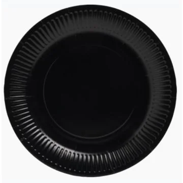 Assiette jetable en carton - Noir - 230 mm PRO NAPPE Lot de 20
